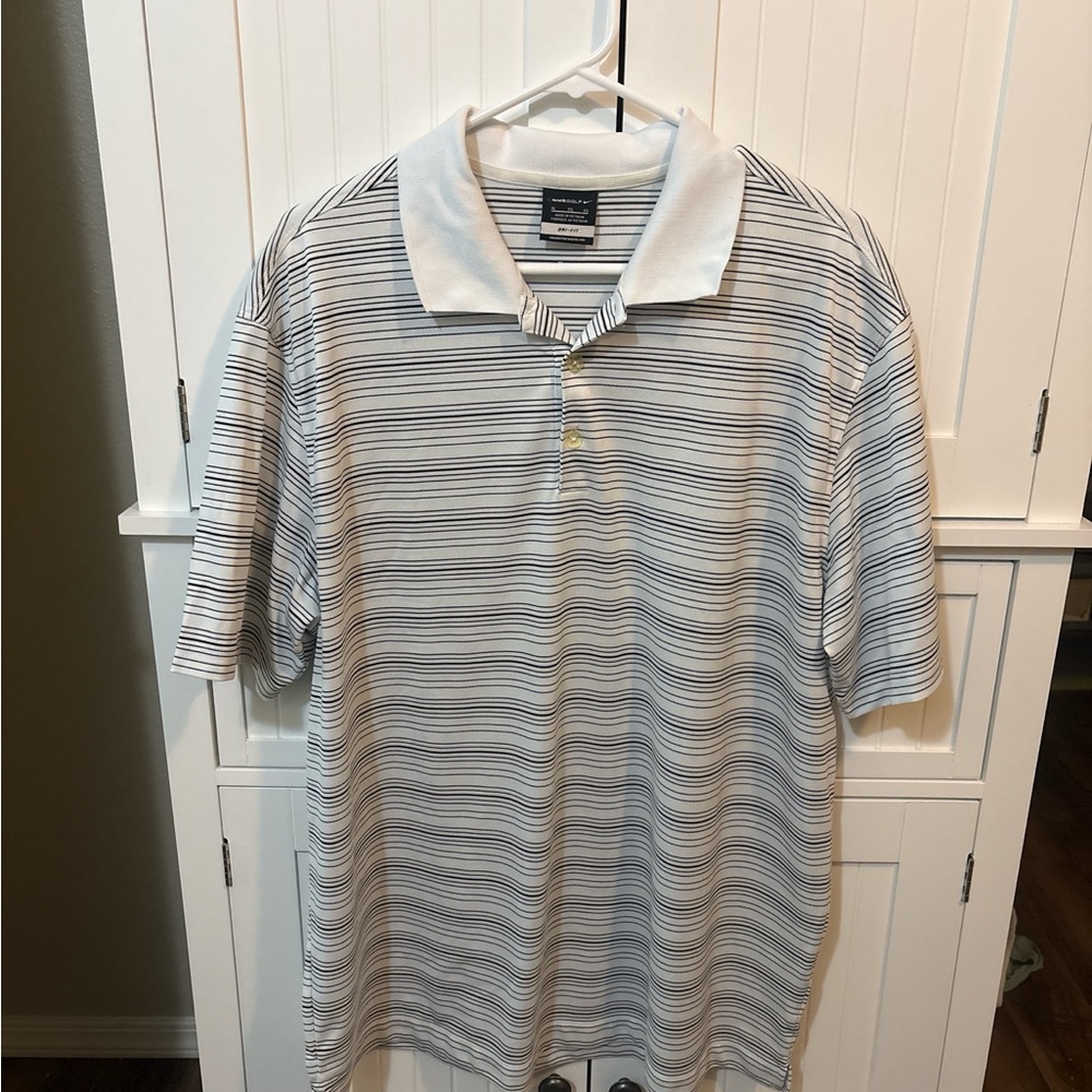 Nike Golf Striped Polo | XL | White Black Classic Fit